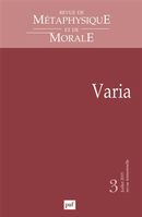 Revue de métaphysique et de morale No. 3/2015 - Varia