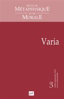 Revue de métaphysique et de morale No. 3/2016 - Varia
