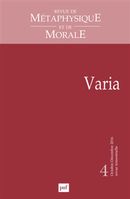 Revue de métaphysique et de morale No. 4/2016 - Varia