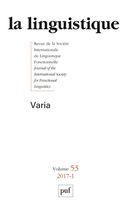 La linguistique No. 53-1/2017 - Varia