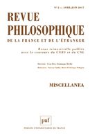 Revue philosophique de la France et de l'étranger 2/2017 - Miscellanea