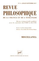 Revue philosophique de la France et de l'étranger 3/2017 - Miscellanea