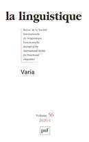 La linguistique No. 1/2020-56 - Varia