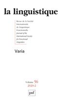 La linguistique No. 2/2020-56 - Varia