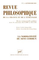 Revue philosophique de la France et de l'étranger 1/2021 - Normalité du sens commun