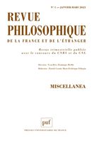Revue philosophique 2023, 148 (1)