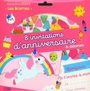 8 invitations d'anniversaire à décorer : Les licornes