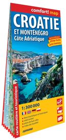 Croatie et Monténégro - Côte Adriatique 1:300 000 - Carte grand format laminée