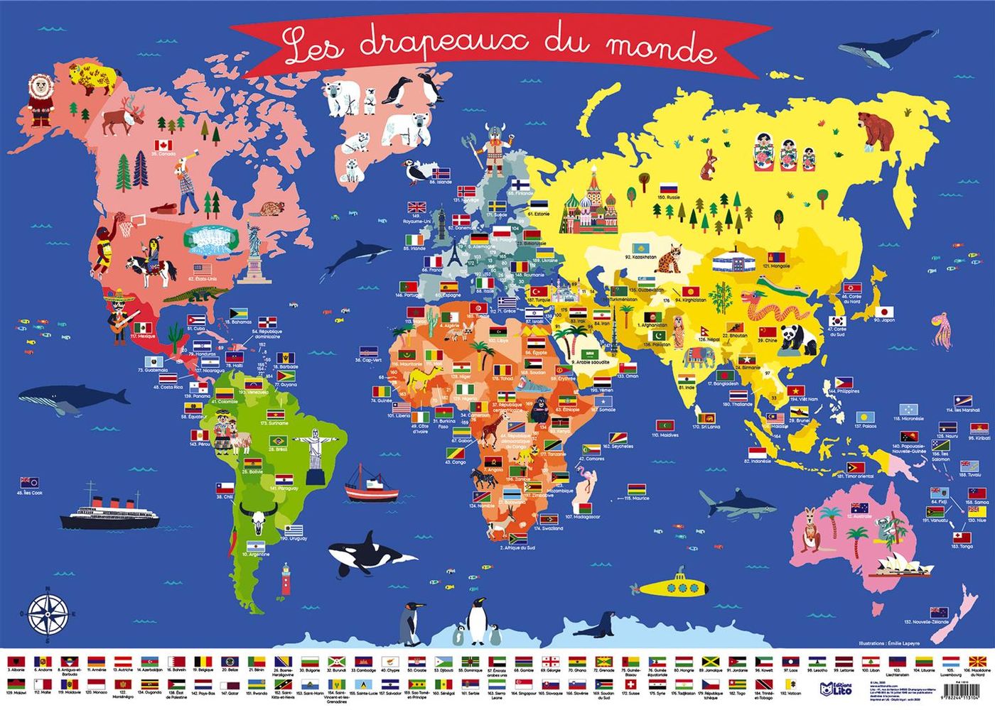 Drapeaux et capitales du monde affiches et impressions par YooY Studio -  Printler